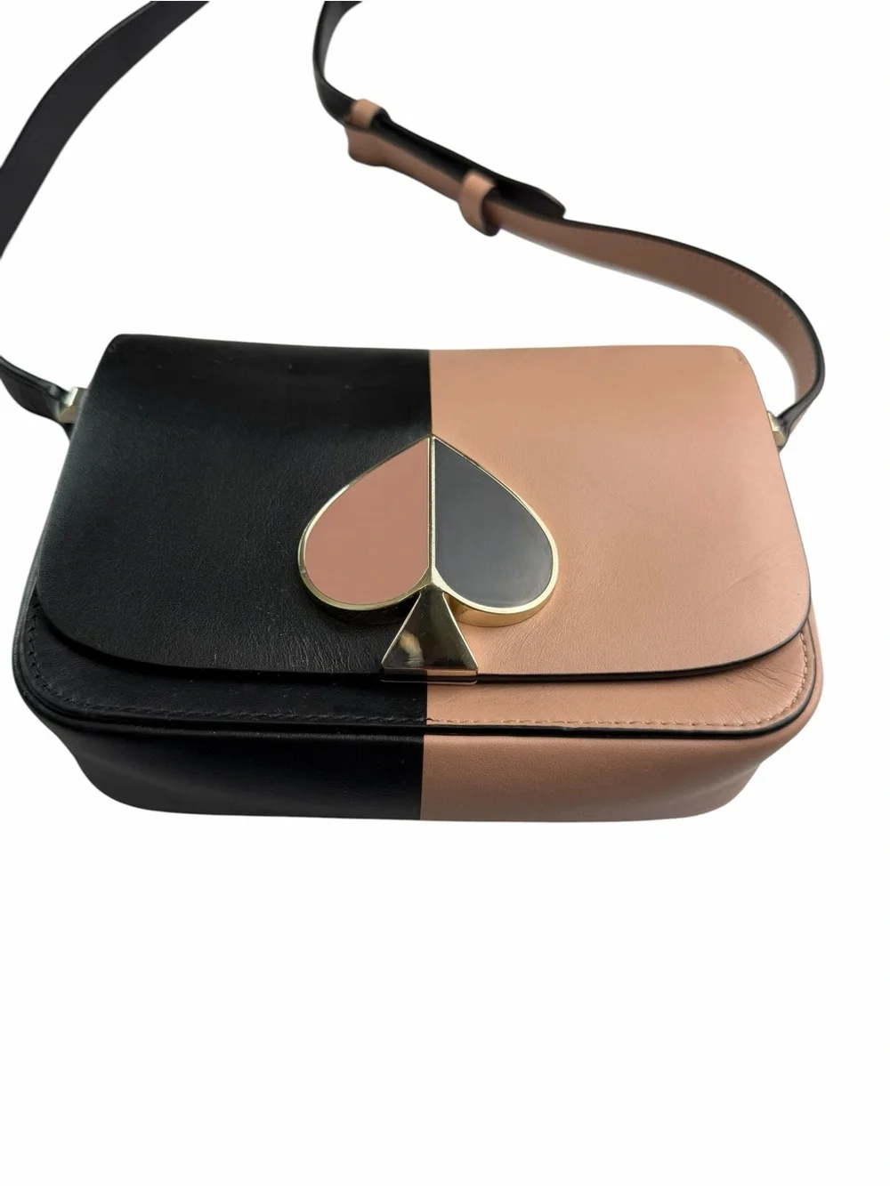 Kate Spade Nicola Bicolor Small Flap Shoulder crossbody bag black pink purse - Picture 3 of 10